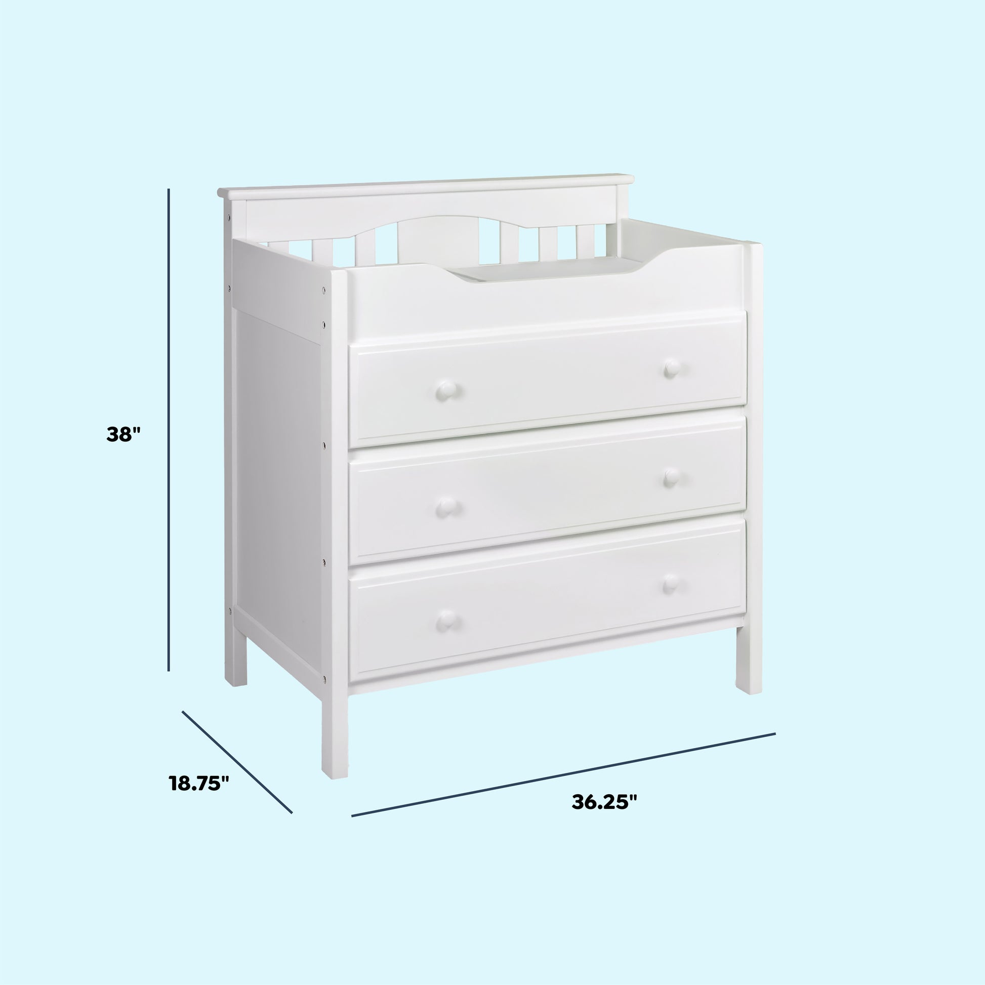 M5925W,Jayden 3-Drawer Changer Dresser In White Finish