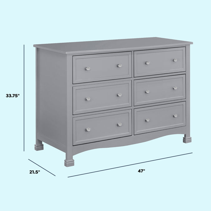 M5529G,DaVinci,Kalani 6-Drawer Double Wide Dresser in Grey Finish