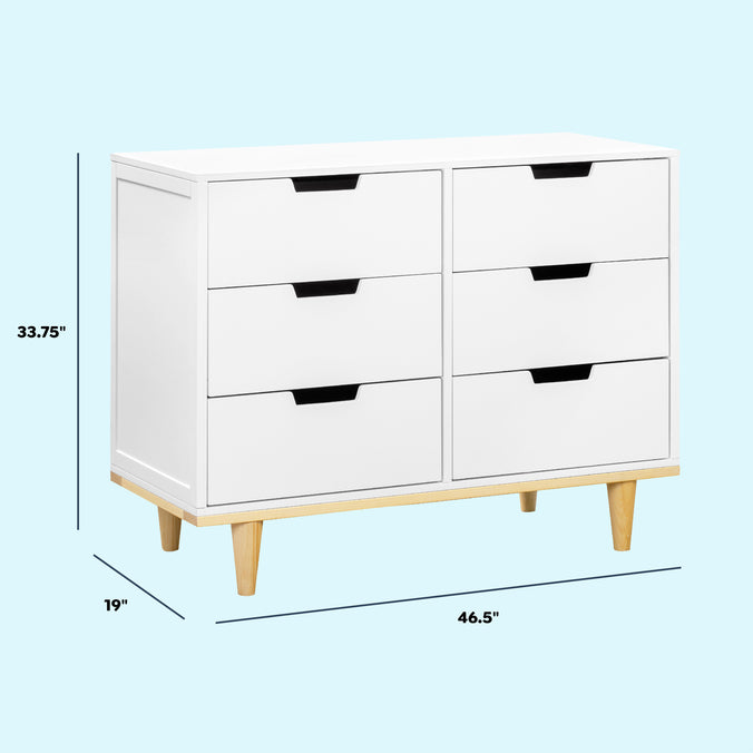 W4926WN,DaVinci,Marley 6-Drawer Double Dresser in White/Natural