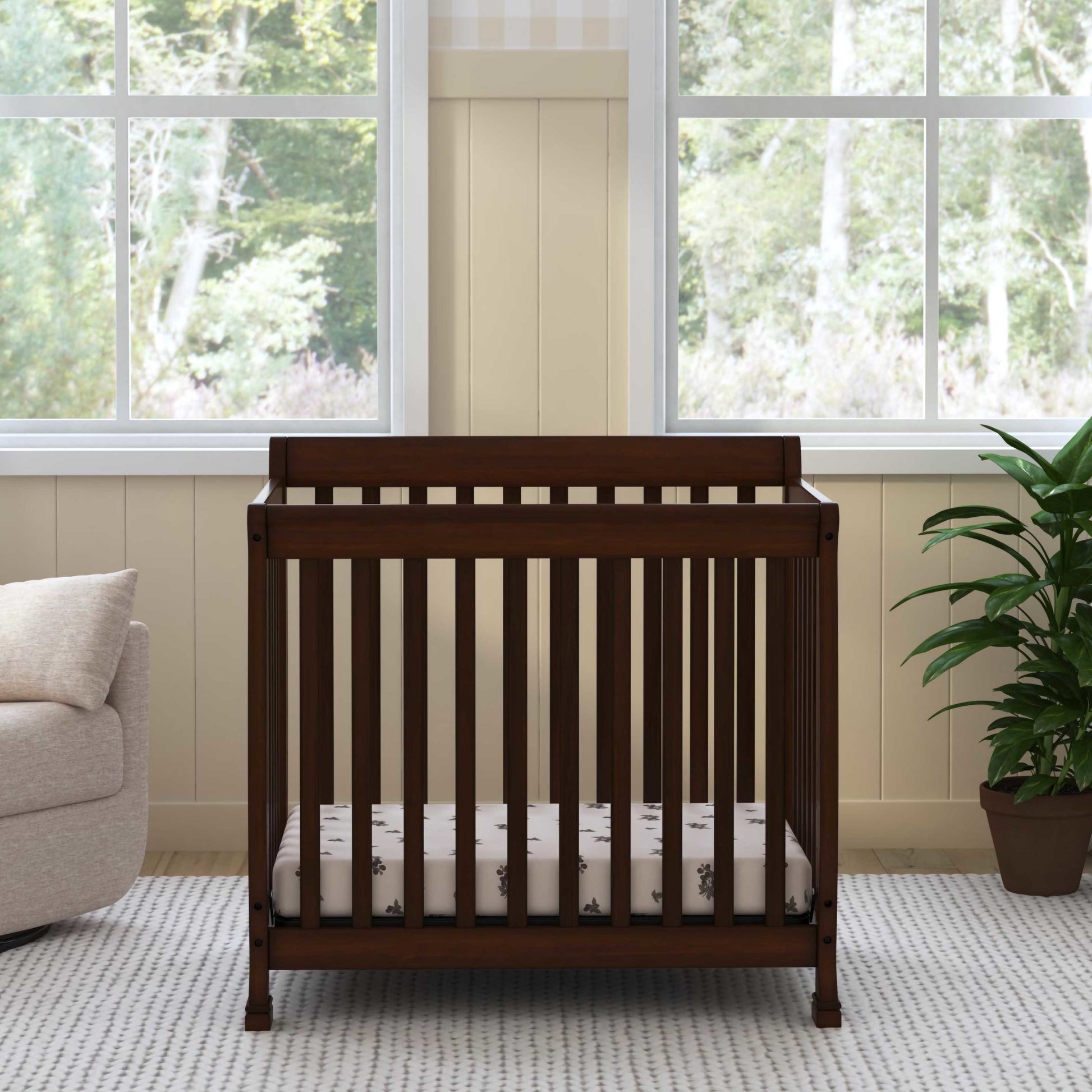 M5598Q,DaVinci,Kalani 4-in-1 Convertible Mini Crib in Espresso Finish