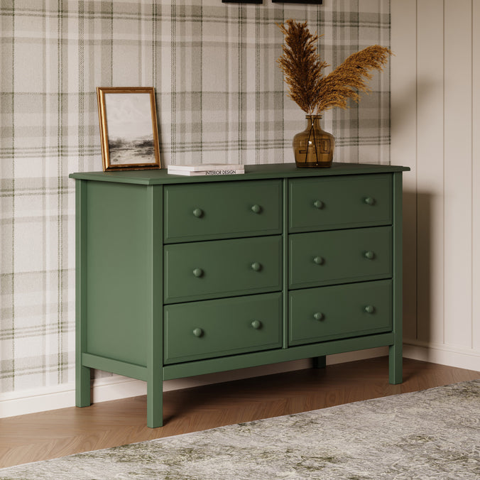 M5966FRGR,DaVinci,Jayden 6-Drawer Double Wide Dresser in Forest Green