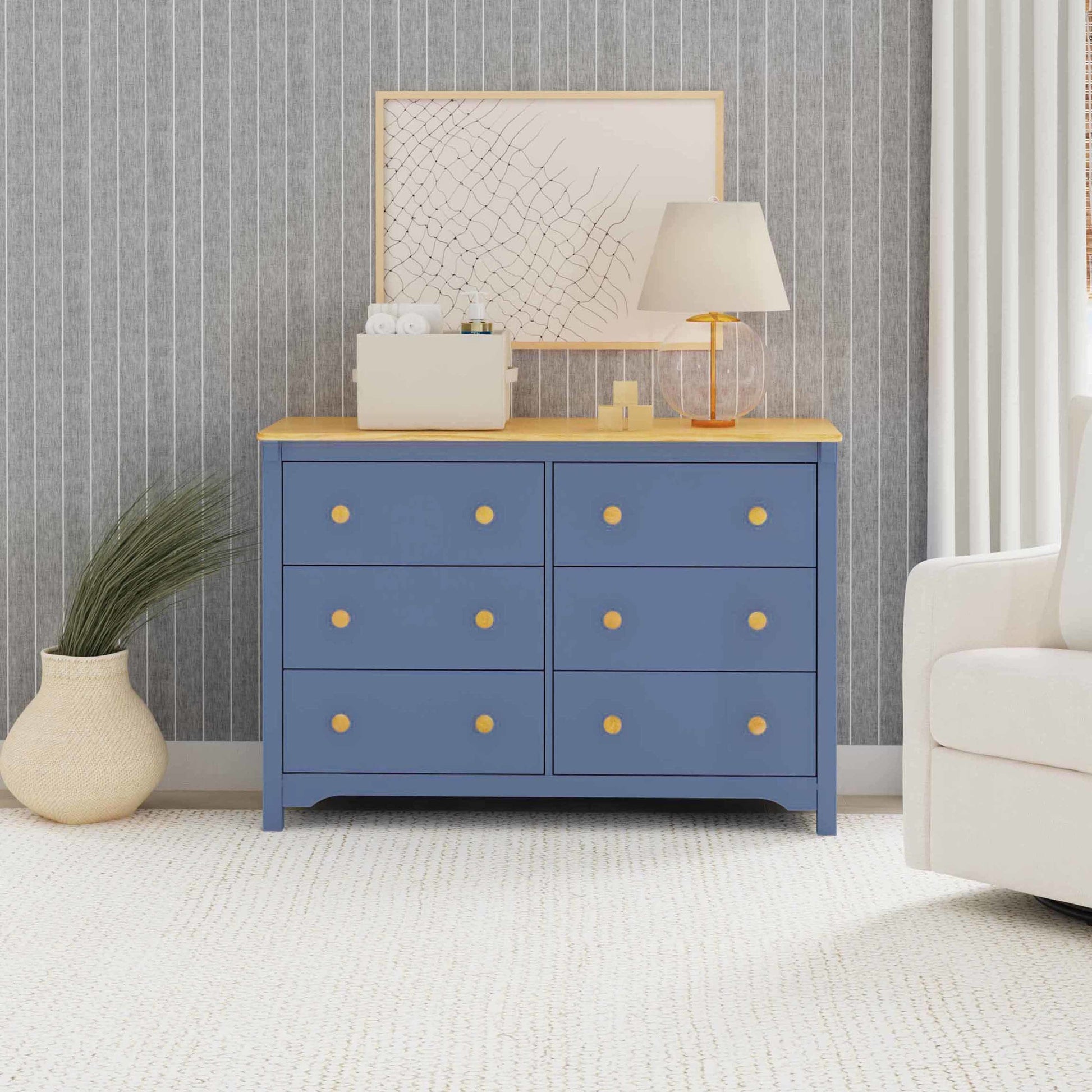 M27226CVBHY,DaVinci,Shea 6-Drawer Dresser in Cove Blue and Honey