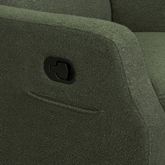 M33187COB,DaVinci,Lucas Pillowback Swivel Recliner in Cozy Olive Boucle
