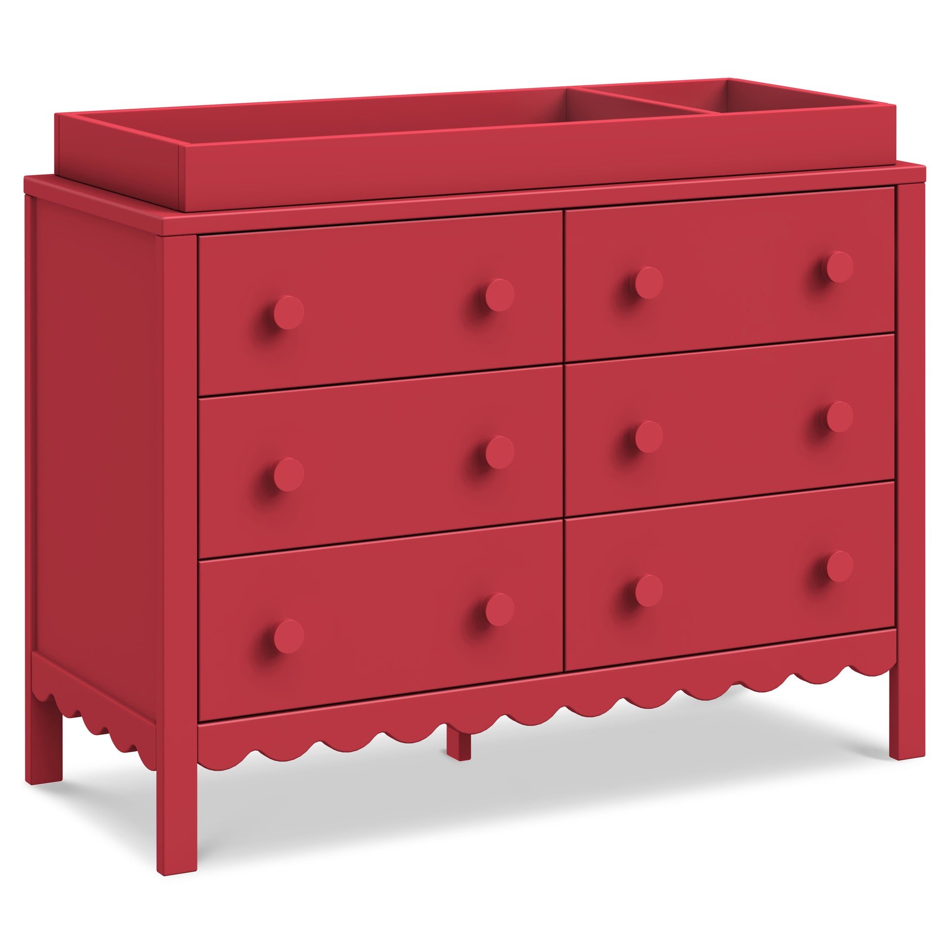 M27826TRD,DaVinci,Sammy Scallop 6-Drawer Dresser in Strawberry Red