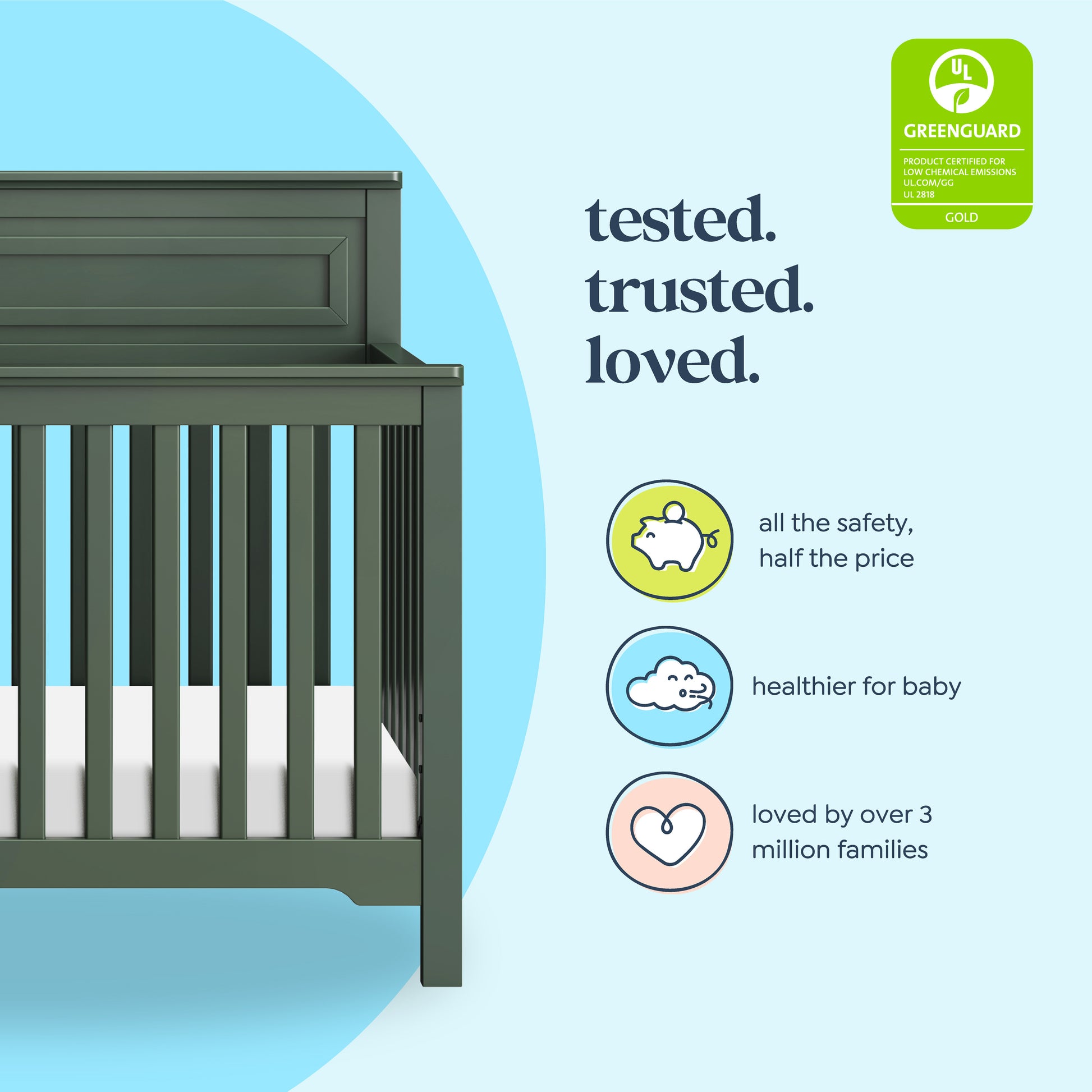M4301FRGR,DaVinci,Autumn 4-in-1 Convertible Crib in Forest Green