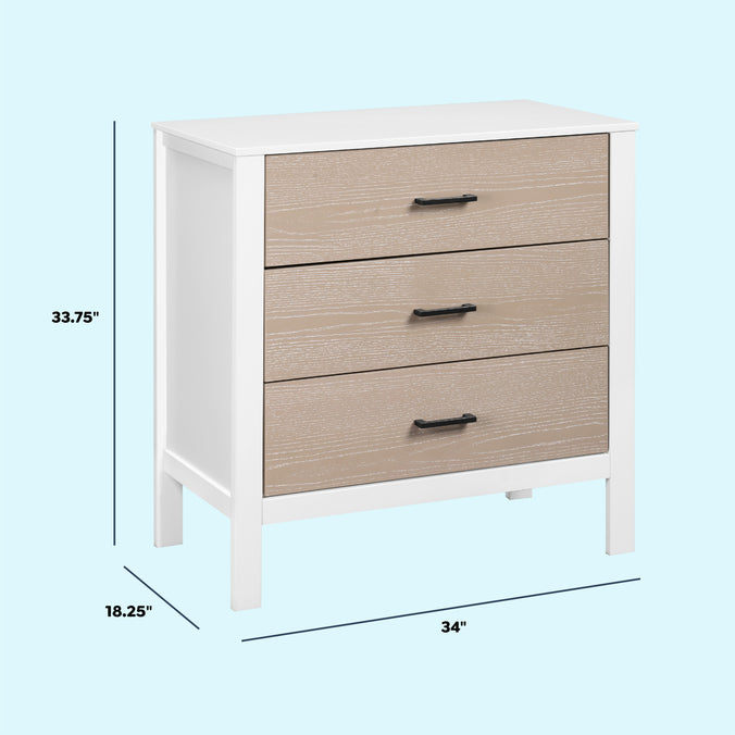 F23223WCWD,Carter's,Radley 3-Drawer Dresser in White & Coastwood