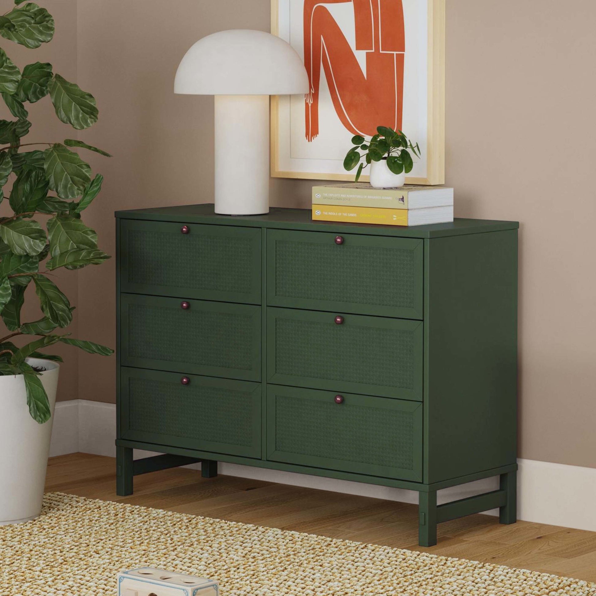 M24926FRGR,DaVinci,Margot 6-Drawer Dresser in Forest Green