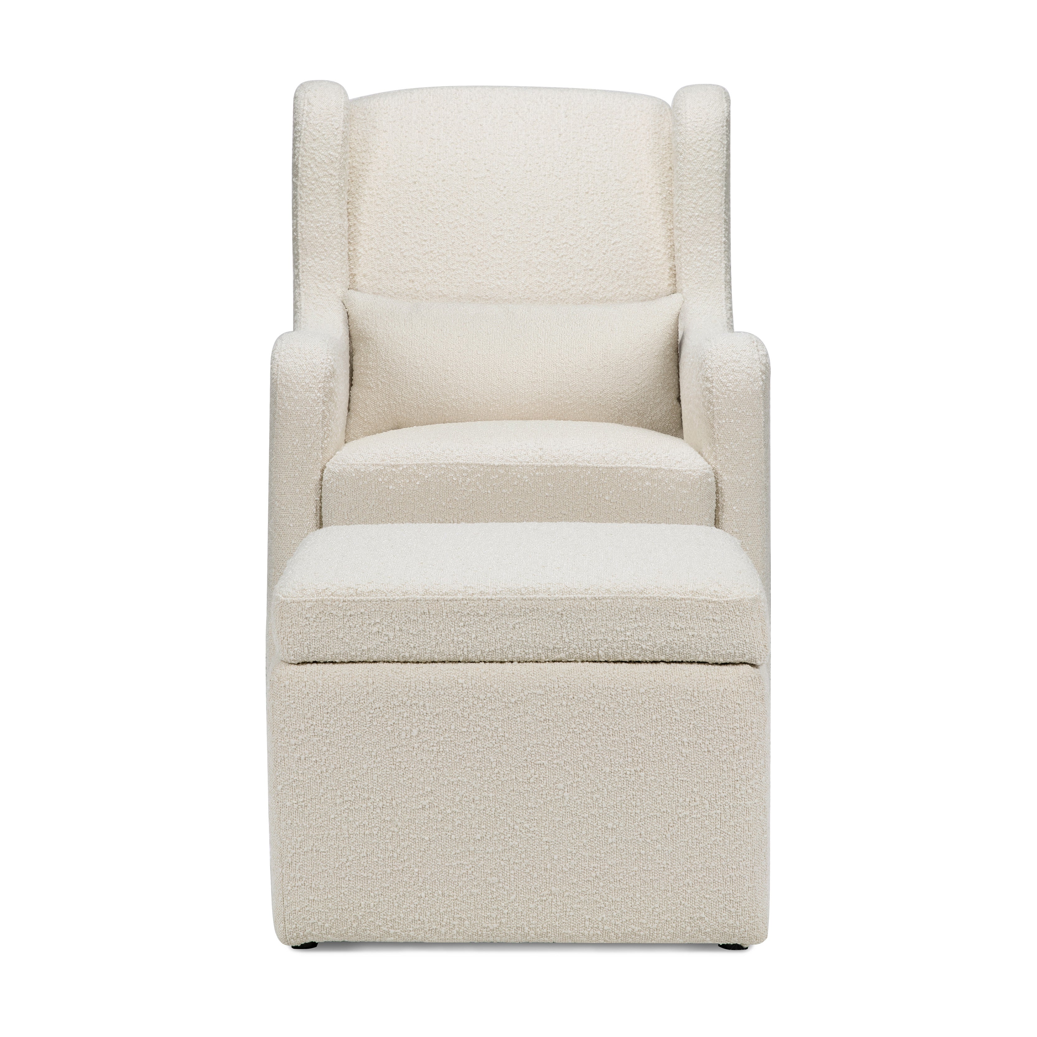 Carter s Adrian Swivel Glider with Storage Ottoman Ivory Boucle fabric DaVinci Baby