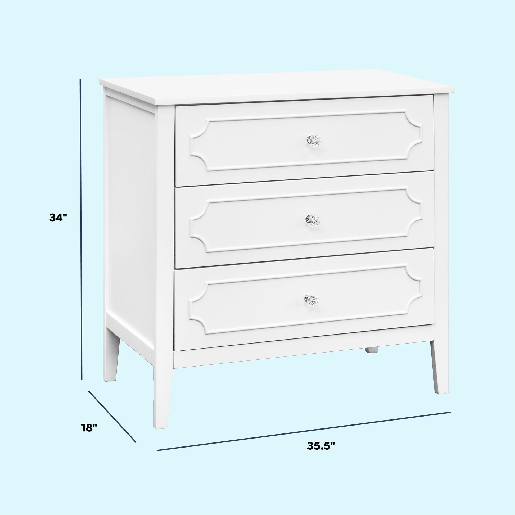 M11423W,DaVinci,Chloe Regency 3-Drawer Dresser in White