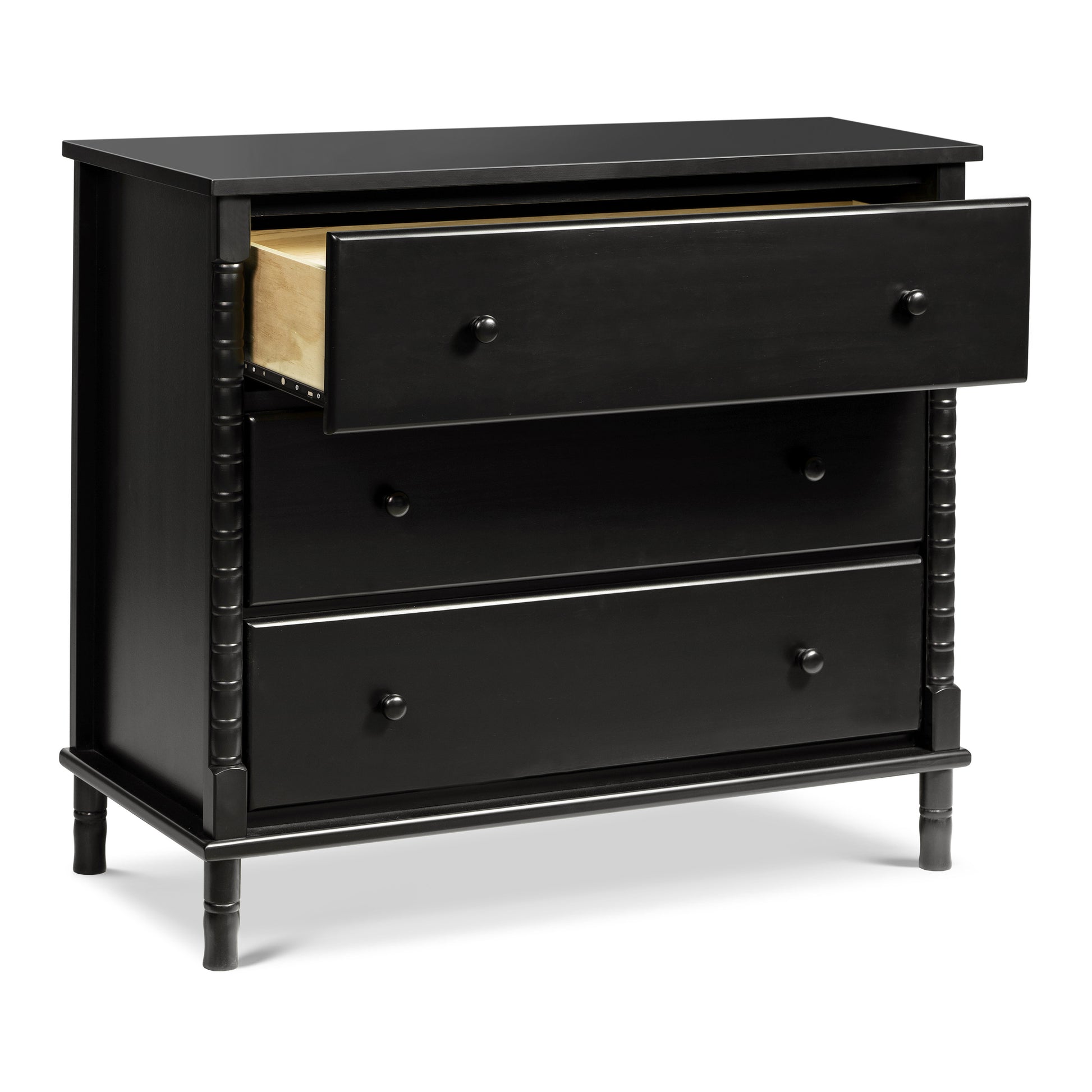 M7323E,DaVinci,Jenny Lind Spindle 3-Drawer Dresser in Ebony Black