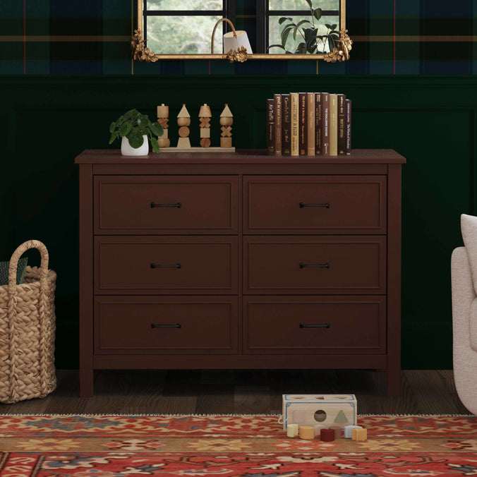 M12826CR,DaVinci,Charlie 6-Drawer Double Dresser in Crimson