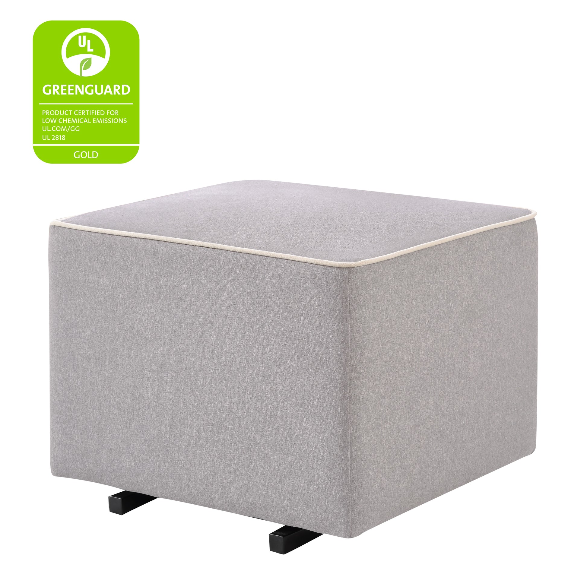 M13985GCM,DaVinci,Davinci Universal Gliding Ottoman in Grey Finish with Cream Piping