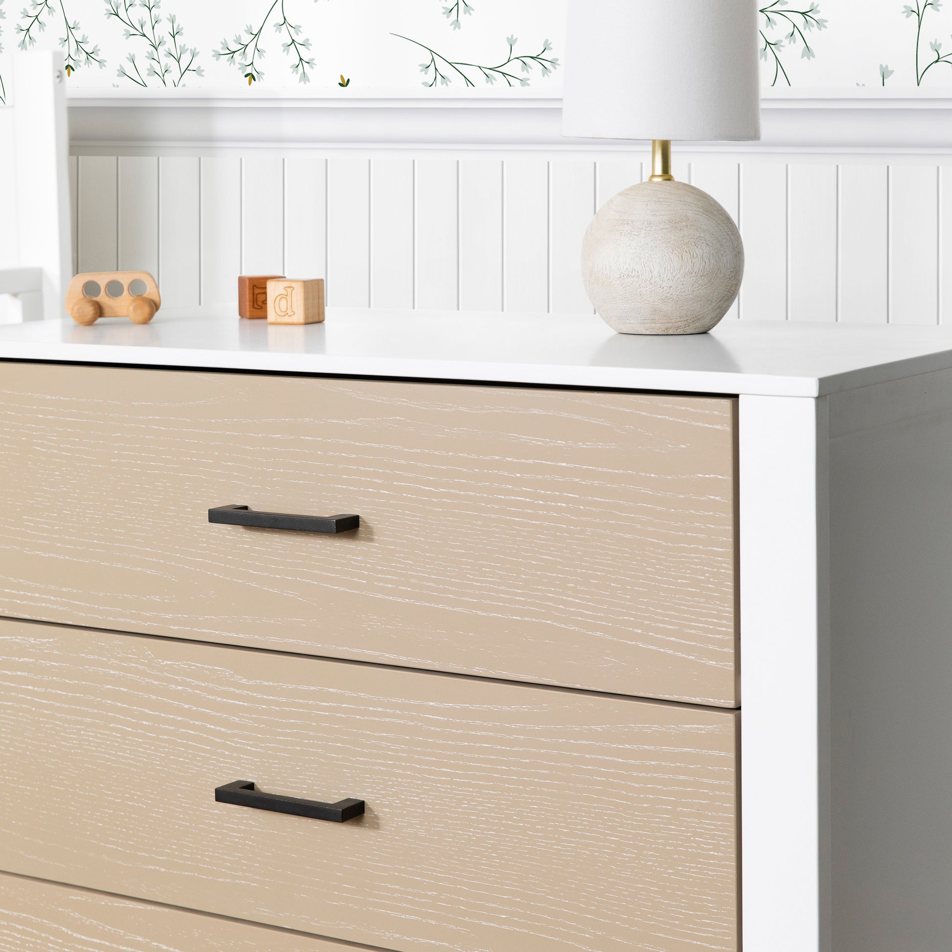 F23223WCWD,Carter's,Radley 3-Drawer Dresser in White & Coastwood