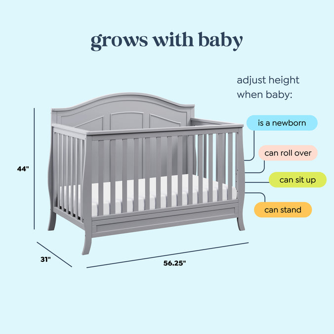 M20101G,DaVinci,Emmett 4-in-1 Convertible Crib in Grey