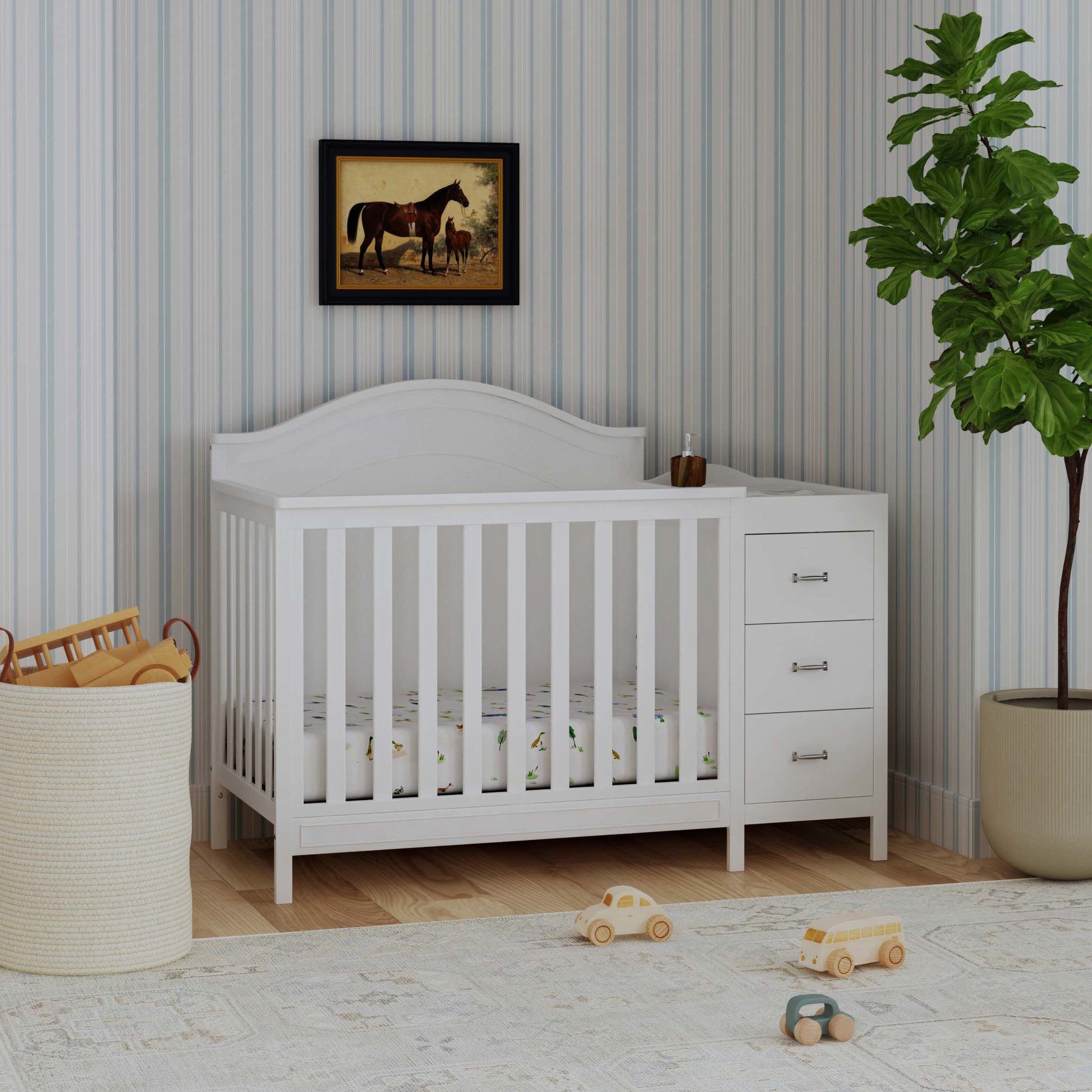 M12881W,DaVinci,Charlie 4-in-1 Convertible Mini Crib & Changer in White