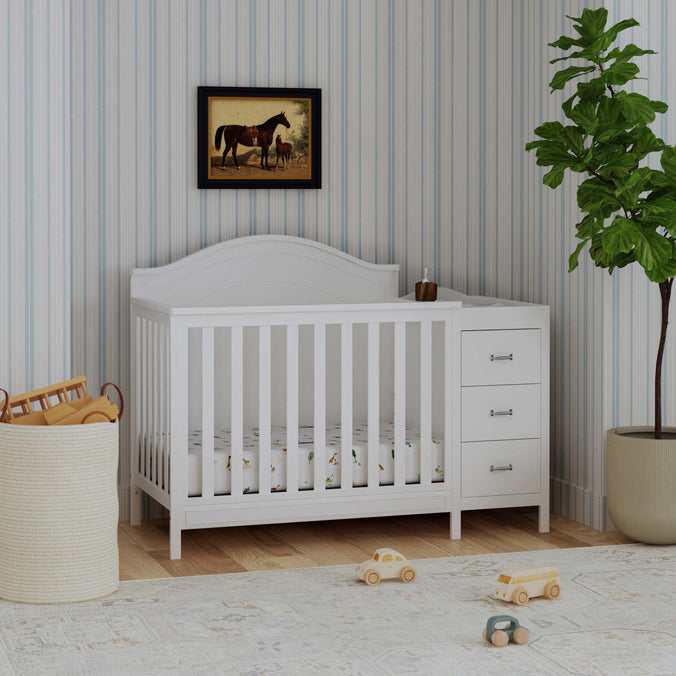 M12881W,DaVinci,Charlie 4-in-1 Convertible Mini Crib & Changer in White