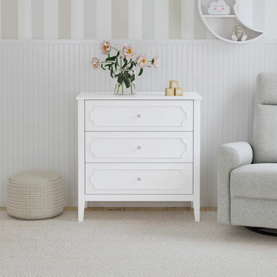 M11423W,DaVinci,Chloe Regency 3-Drawer Dresser in White