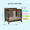 M5598Q,DaVinci,Kalani 4-in-1 Convertible Mini Crib in Espresso Finish