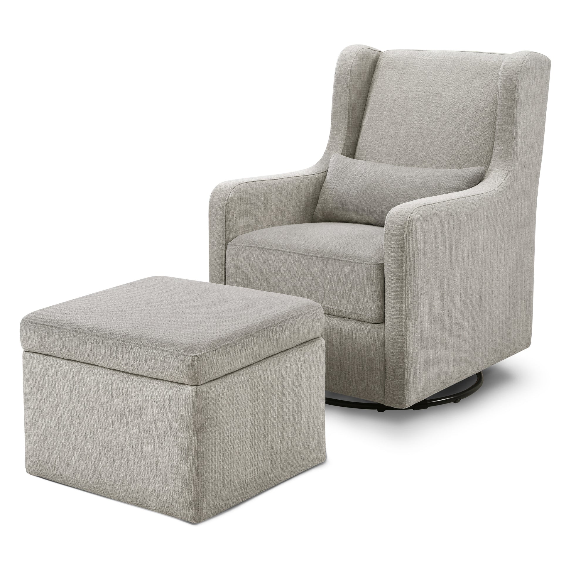 F18787PFTGRY,Carter's,Adrian Swivel Glider with Storage Ottoman in Performance Grey Linen