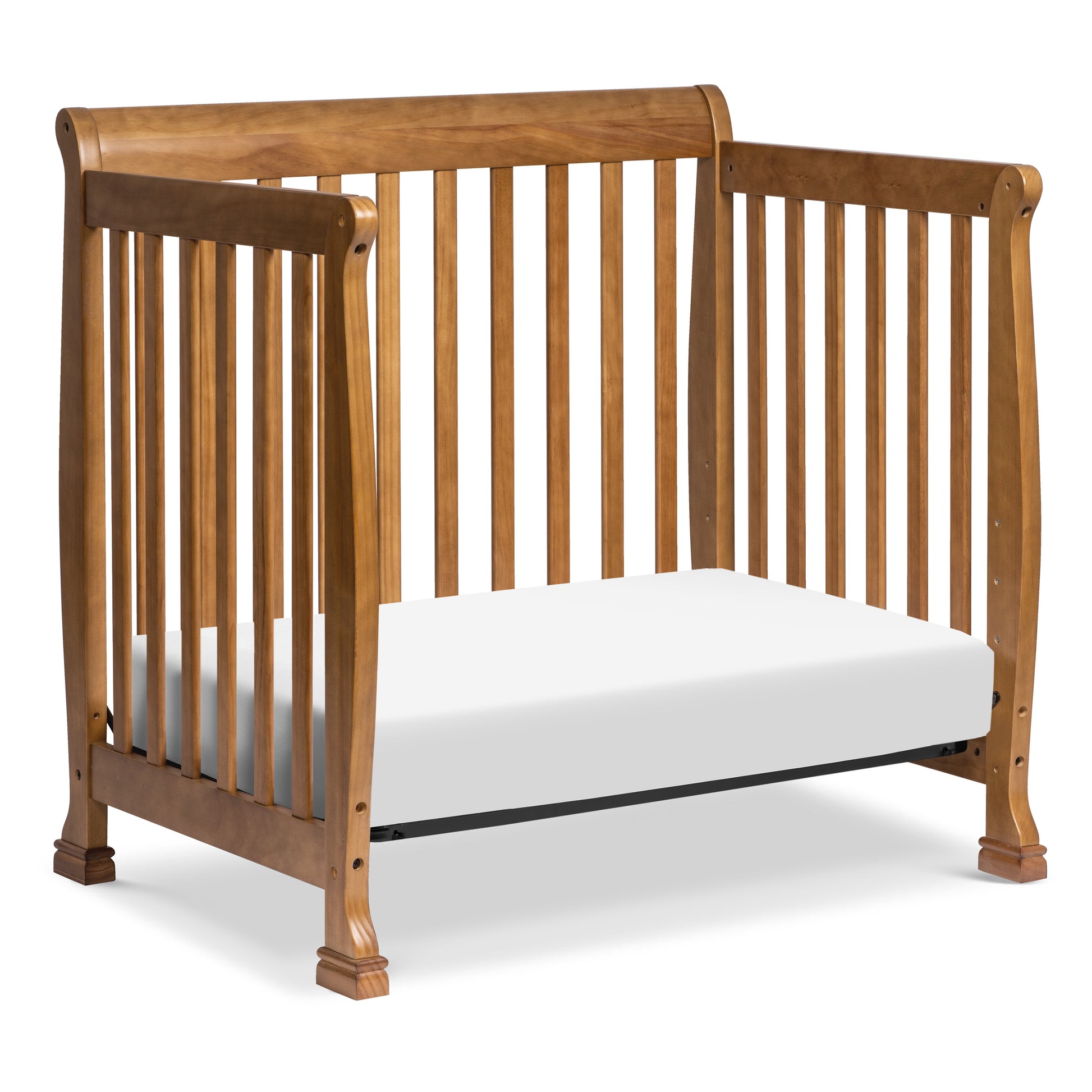 M5598CT,DaVinci,Kalani 4-in-1 Convertible Mini Crib in Chestnut Finish