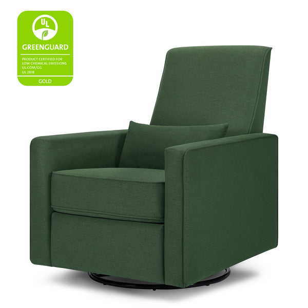 M10887GCM,Piper Recliner in Grey Finish w/Cream Piping Pine Green