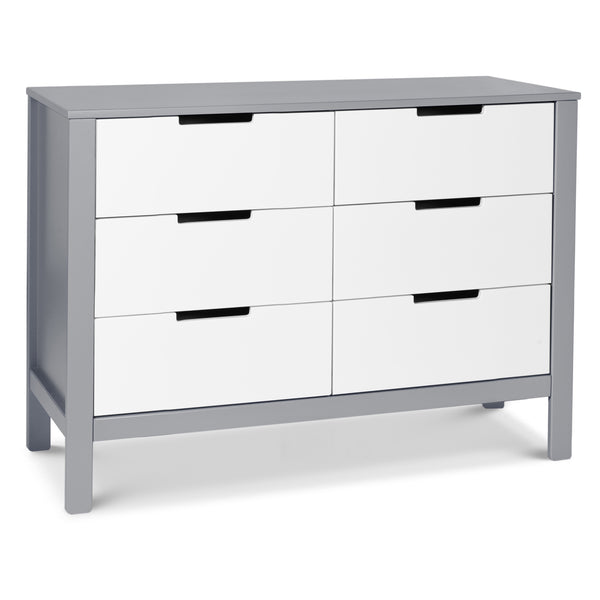 F11926NX,Colby 6-Drawer Double Dresser in Washed Natural Grey / White