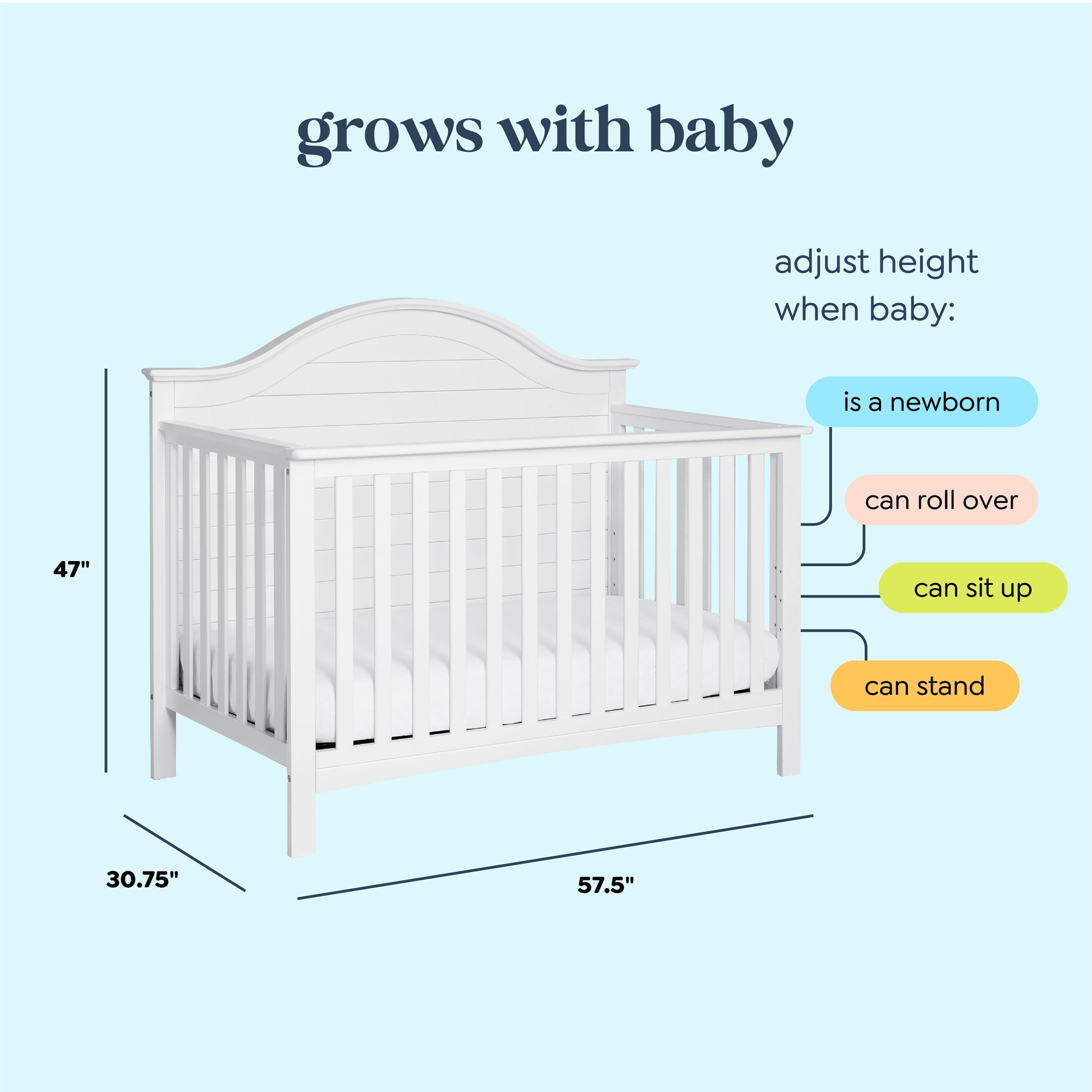 F16901W,Carter's,Nolan 4-in-1 Convertible Crib in White