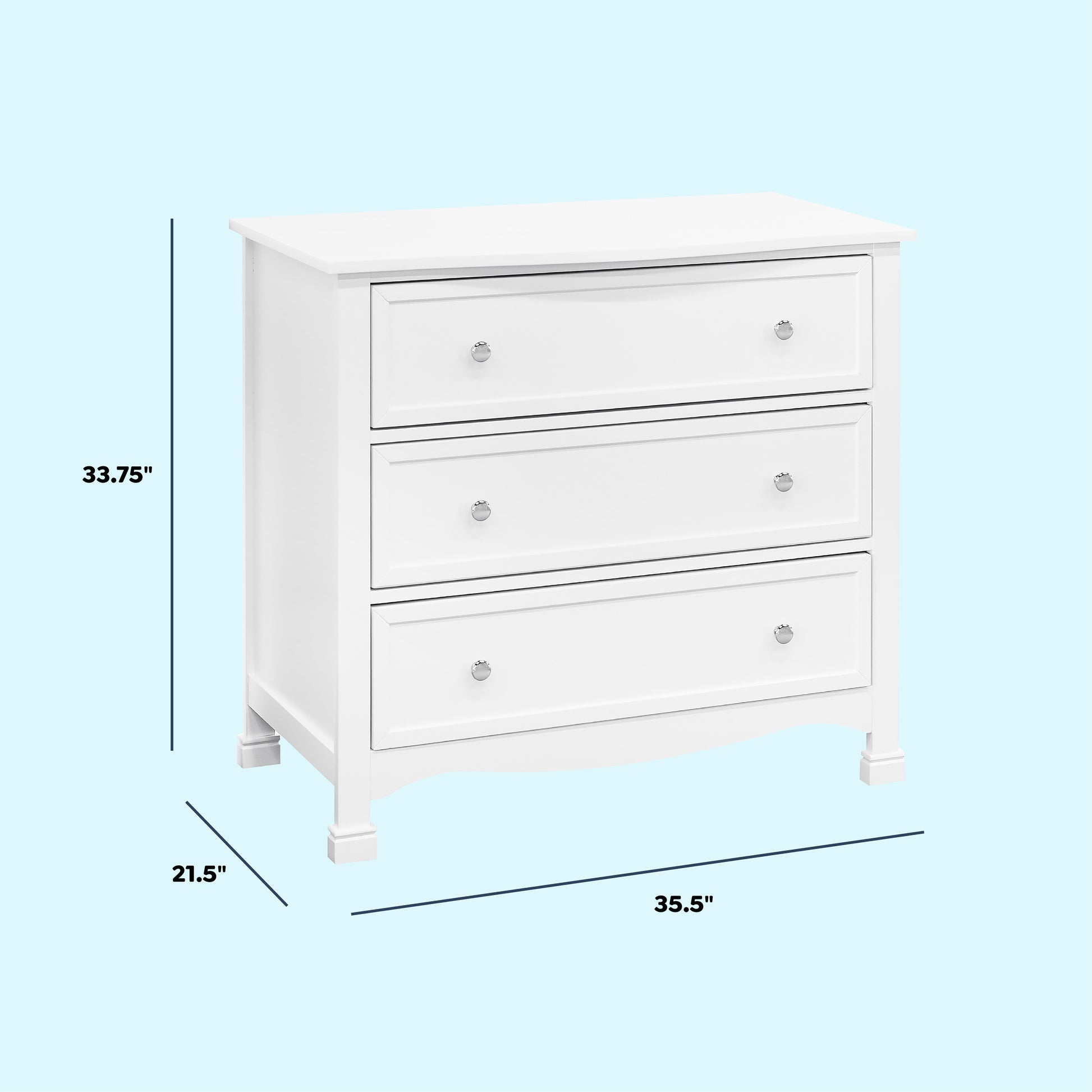 M5523W,DaVinci,Kalani 3-Drawer Dresser in White Finish