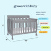 M5501G,DaVinci,Kalani 4-in-1 Convertible Crib in Grey Finish