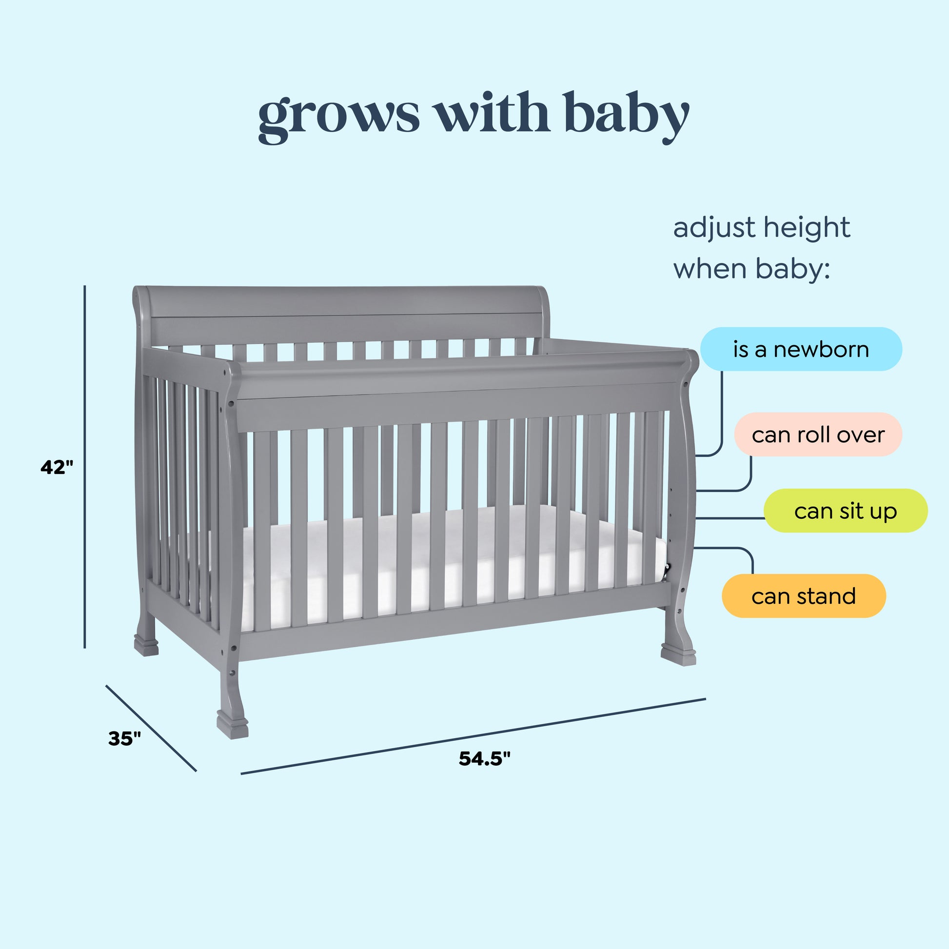 M5501G,DaVinci,Kalani 4-in-1 Convertible Crib in Grey Finish