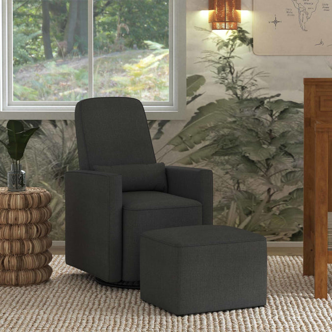 M11687GY,DaVinci,Olive Glider and Ottoman in Dark Grey Finish w/Dark Grey Piping