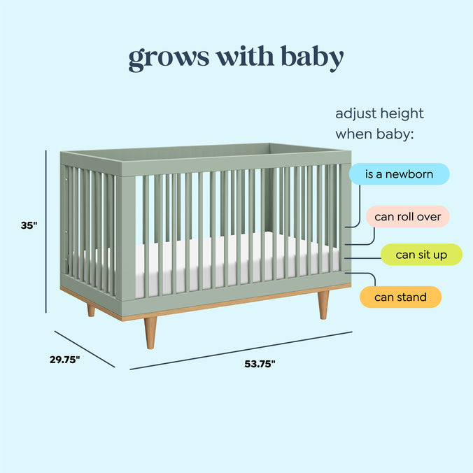 W4901LSHY,Marley 3-In-1 Convertible Crib in Light Sage & Honey