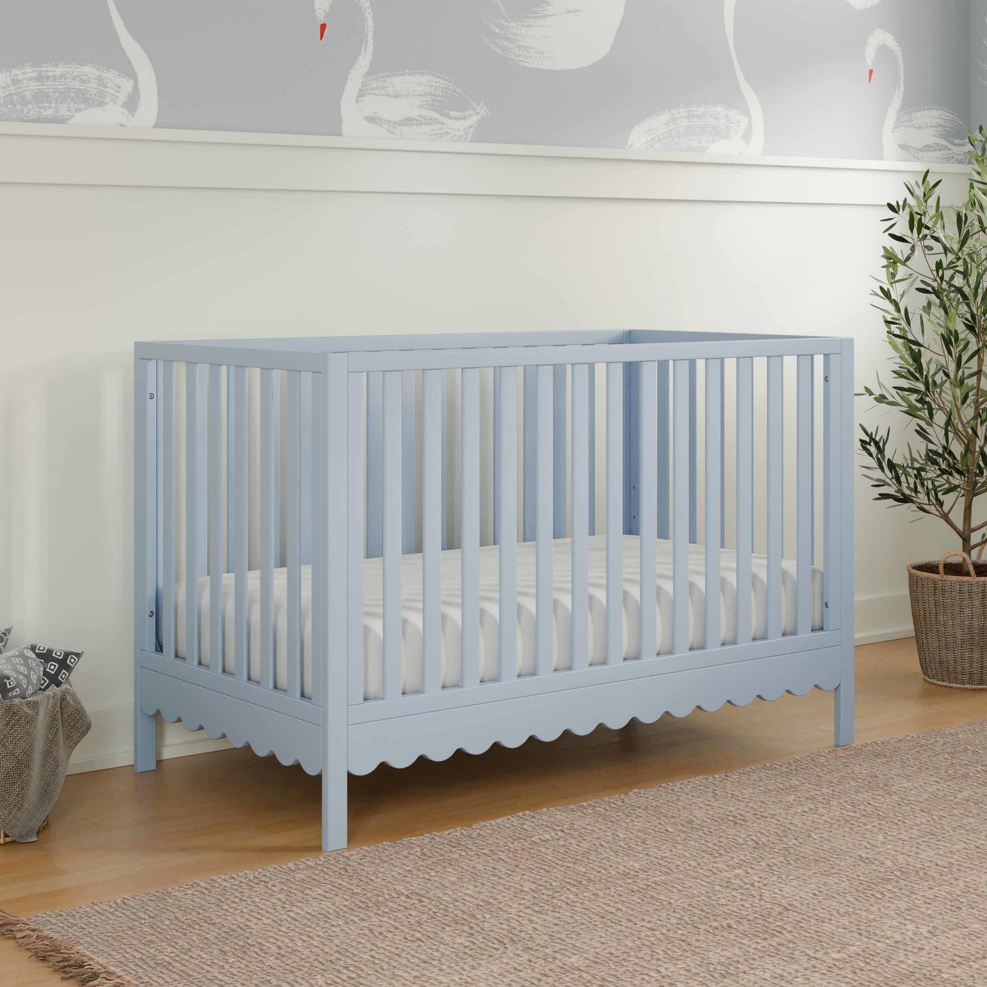 M27801PB,DaVinci,Sammy Scallop 4-in-1 Convertible Crib in Powder Blue