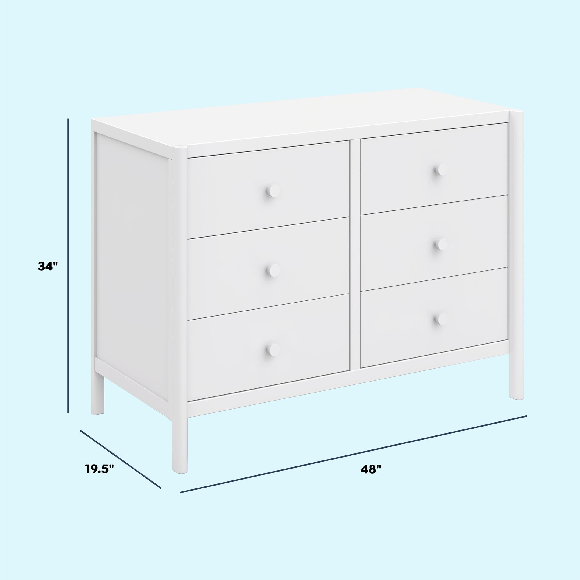 M25126W,DaVinci,Birdie 6-Drawer Dresser in White