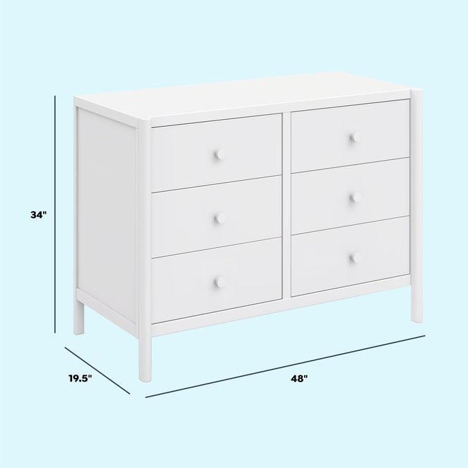 M25126W,DaVinci,Birdie 6-Drawer Dresser in White