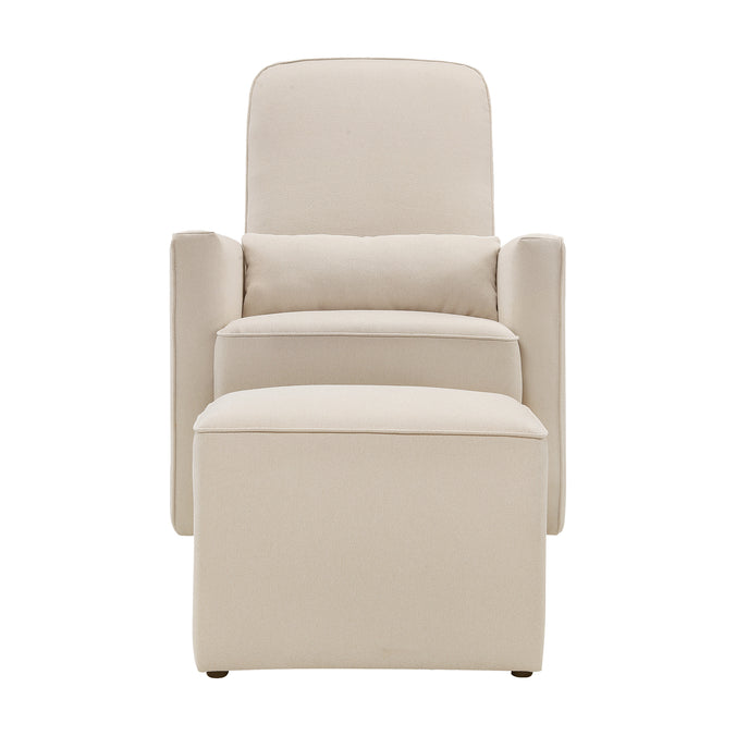 M11687CM,DaVinci,Olive Glider and Ottoman in Cream Finish w/Cream Piping