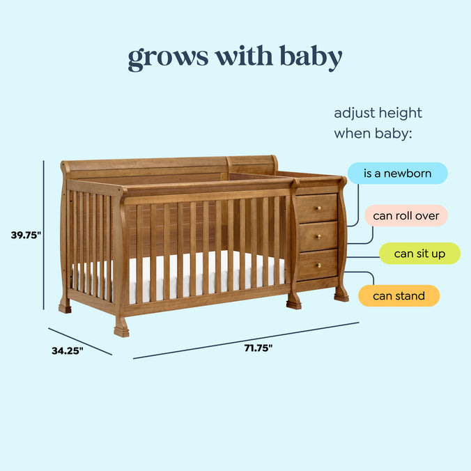 M5582CT,DaVinci,Kalani 4-in-1 Convertible Crib & Changer in Chestnut