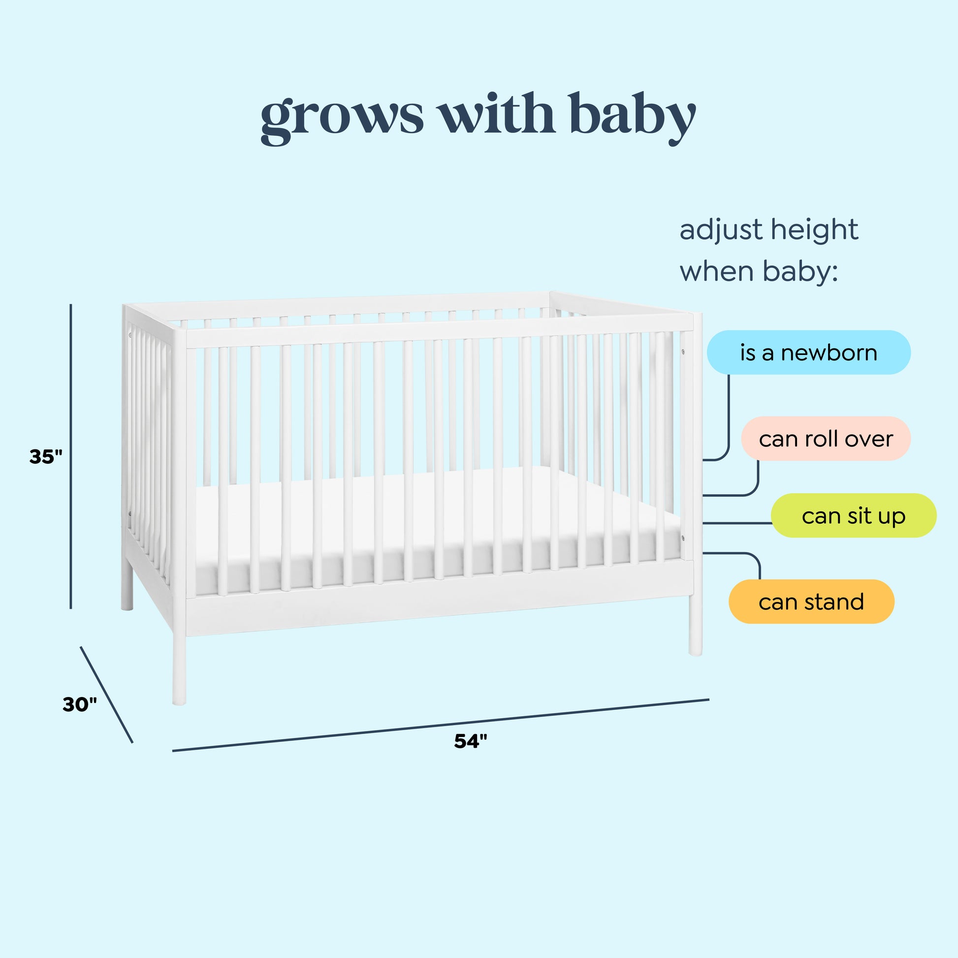 M25101W,DaVinci,Birdie 3-in-1 Convertible Crib in White