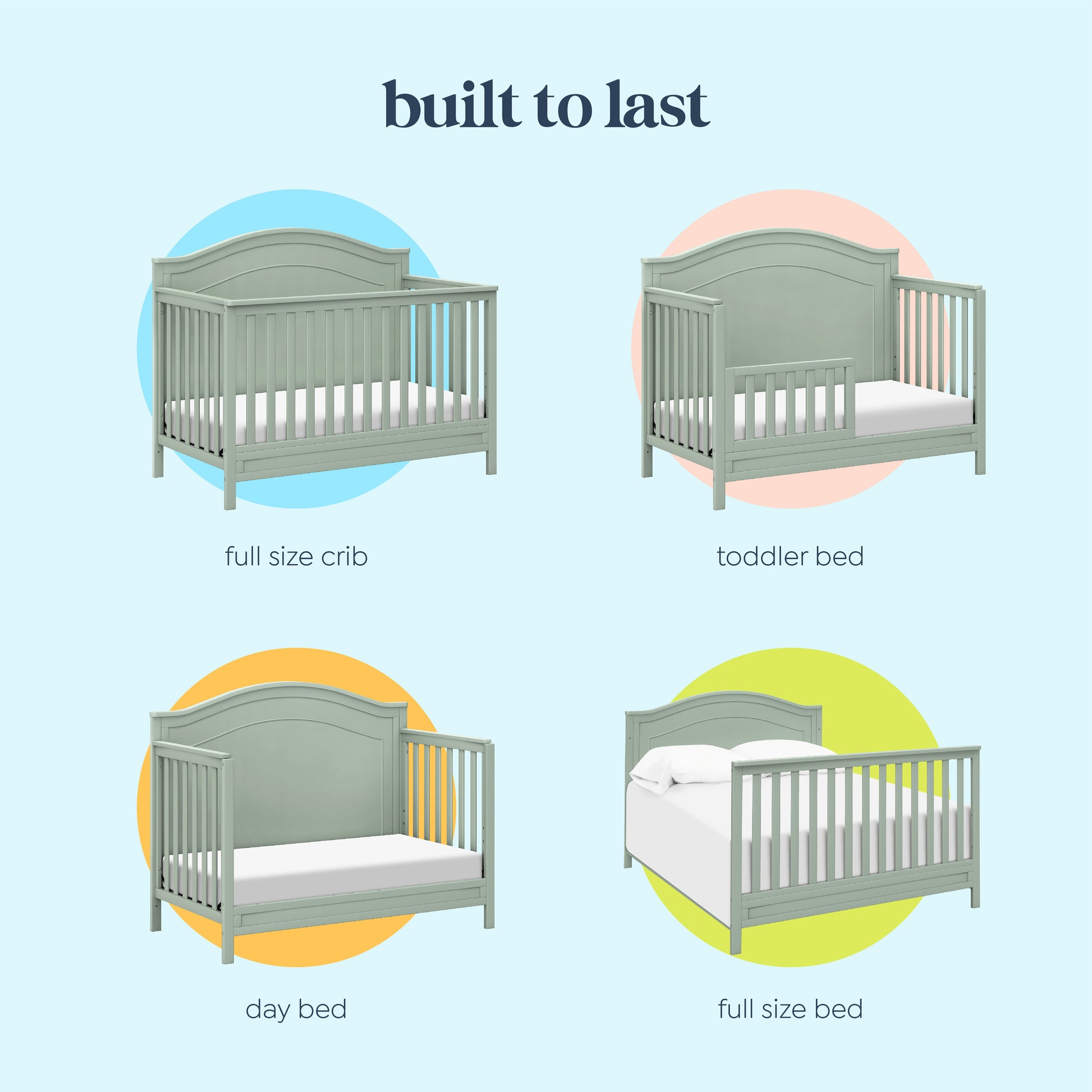 M12801LS,Charlie 4-in-1 Convertible Crib in Light Sage