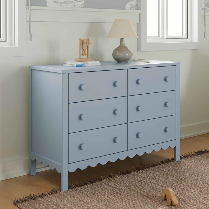 M27826PB,DaVinci,Sammy Scallop 6-Drawer Dresser in Powder Blue