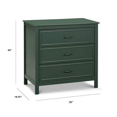 M12823FRGR,Charlie 3-Drawer Dresser in Forest Green