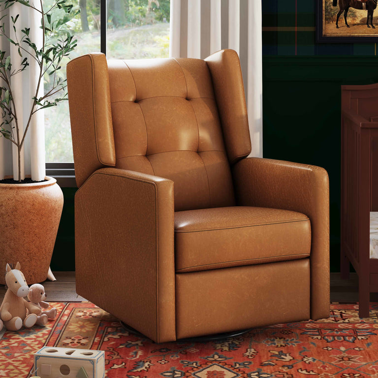 M21287VTL,DaVinci,Maddox recliner and swivel glider in Vegan Tan Leather