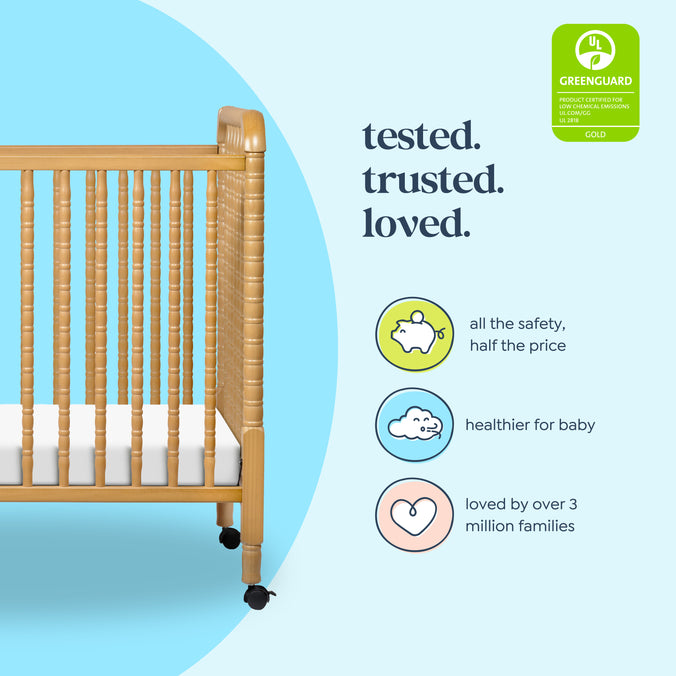 M7398HY,DaVinci,Jenny Lind 3-in-1 Convertible Mini Crib in Honey