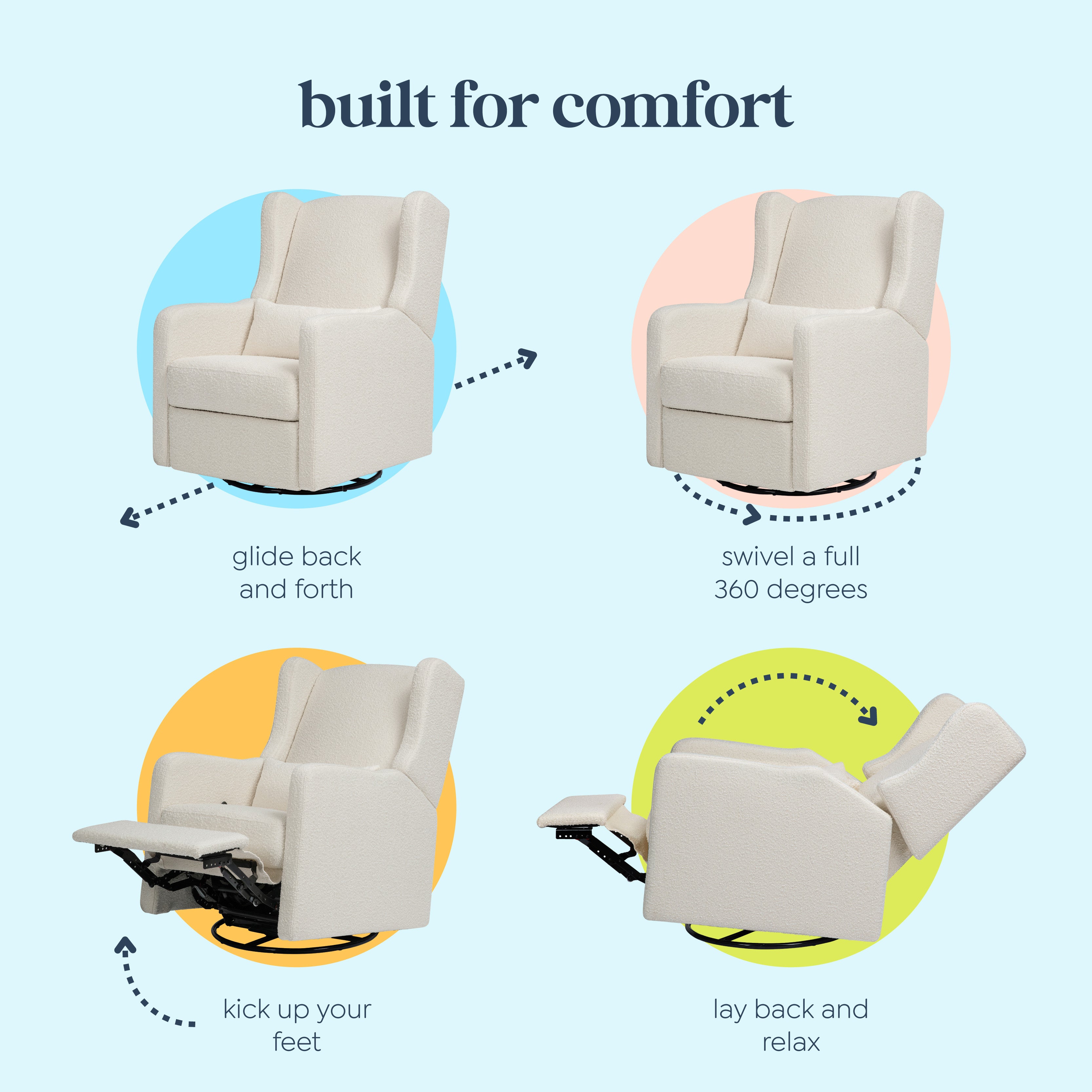 Carter's Arlo Recliner and Swivel Glider | Ivory Boucle Fabric