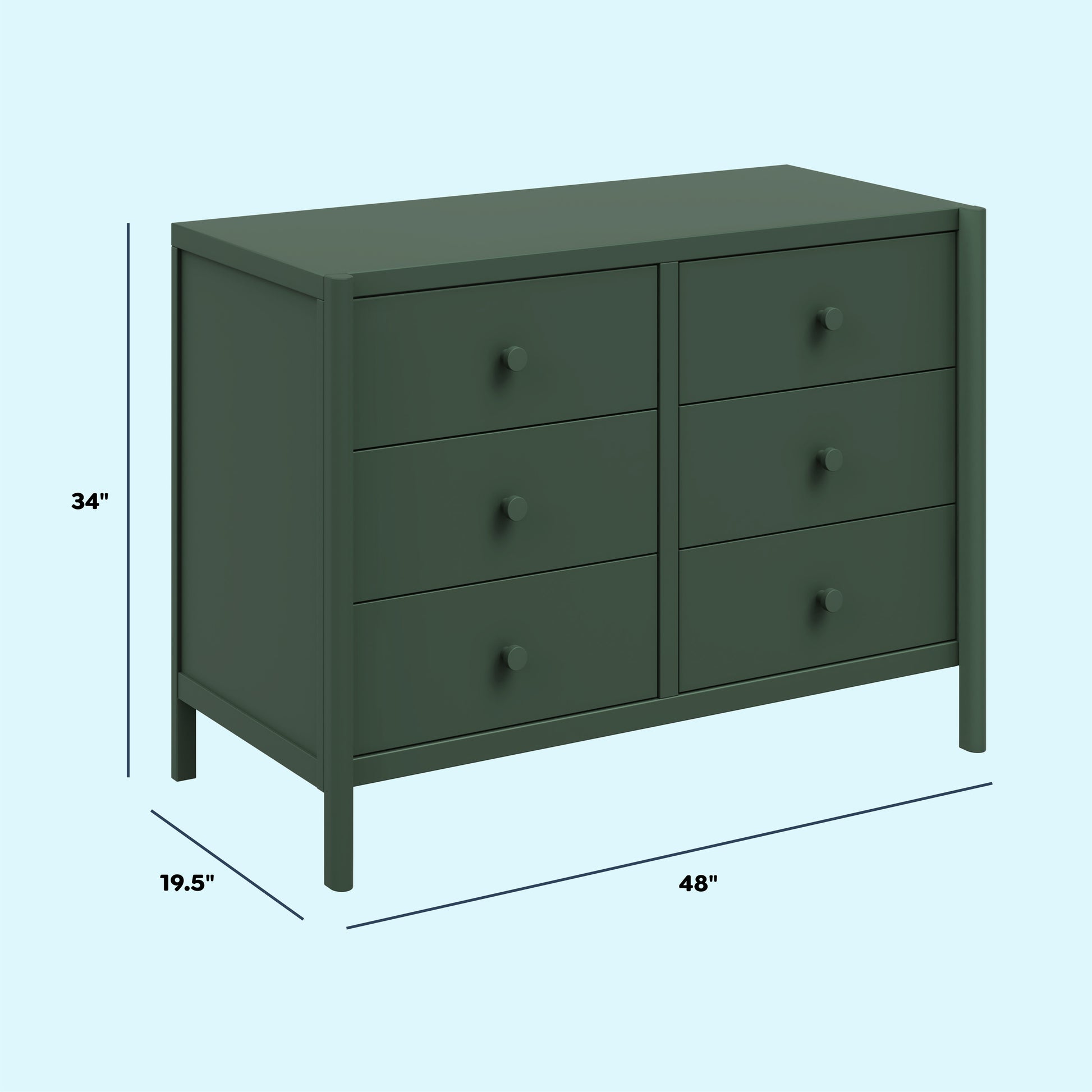 M25126FRGR,DaVinci,Birdie 6-Drawer Dresser in Forest Green