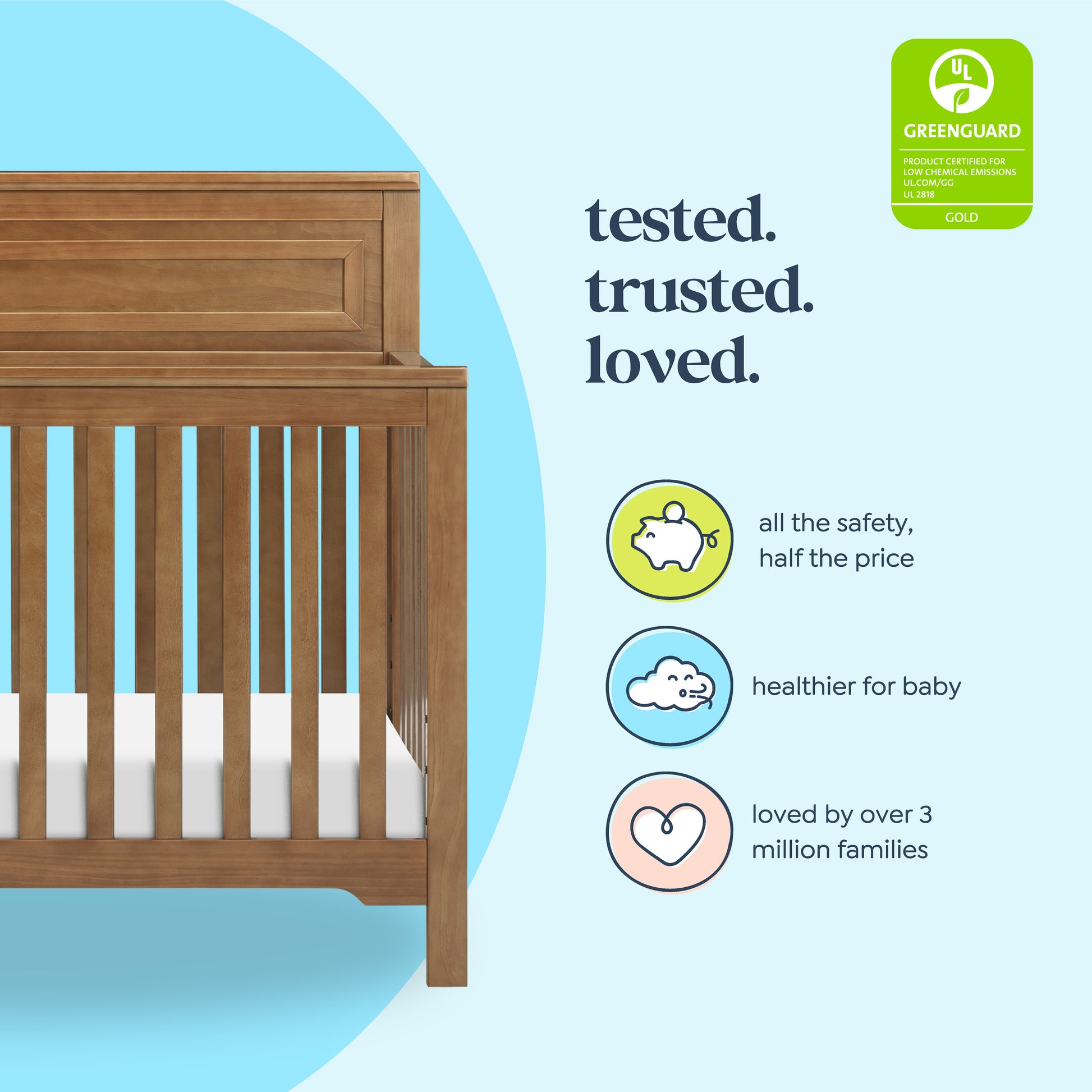 M4301CT,DaVinci,Autumn 4-in-1 Convertible Crib in Chestnut Finish