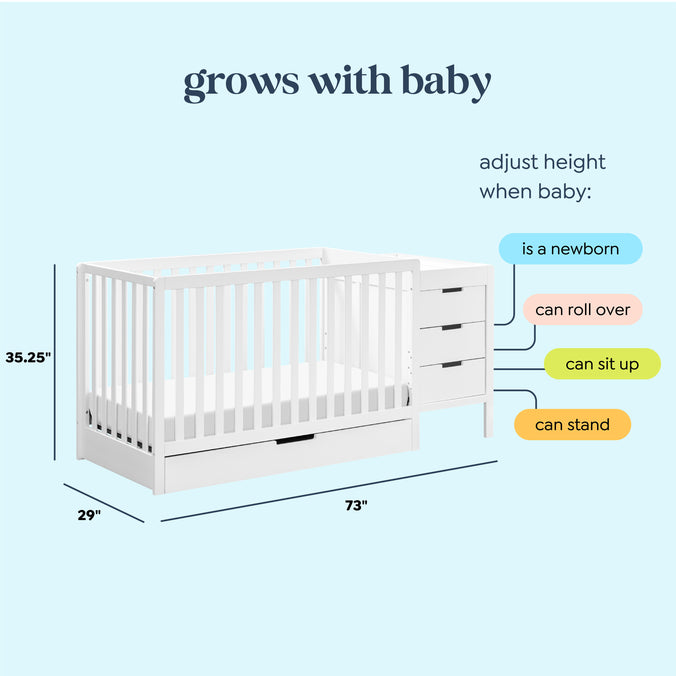 F11991W,Carter's,Colby 4-in-1 Convertible Crib & Changer Combo in White