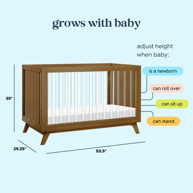 M22501LK,DaVinci,Otto 3-in-1 Convertible Crib in Walnut/Acrylic