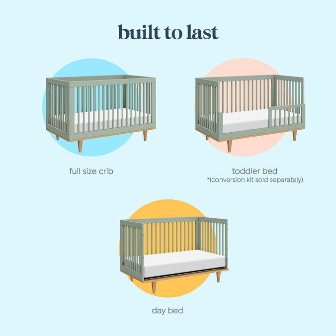 W4901LSHY,Marley 3-In-1 Convertible Crib in Light Sage & Honey