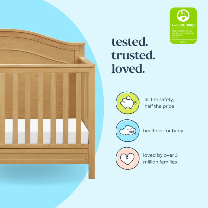 M12801HY,Charlie 4-in-1 Convertible Crib in Honey